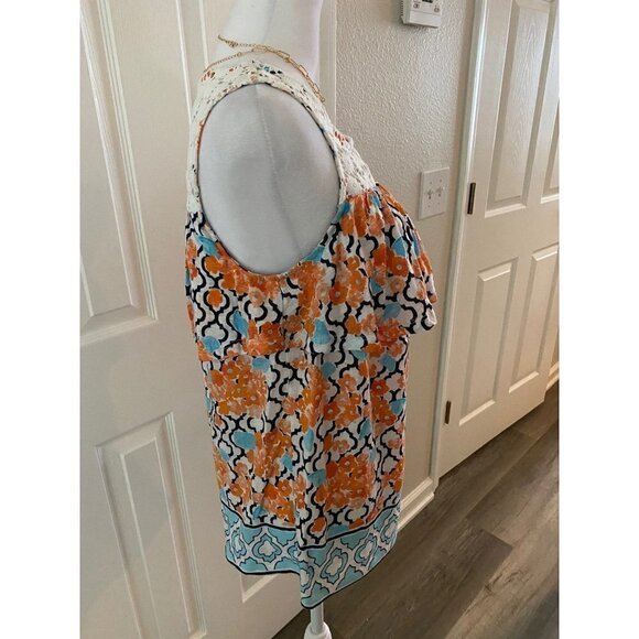 Crown & Ivy Floral Ruffle Tank Top Womens Size S - Picture 7 of 7